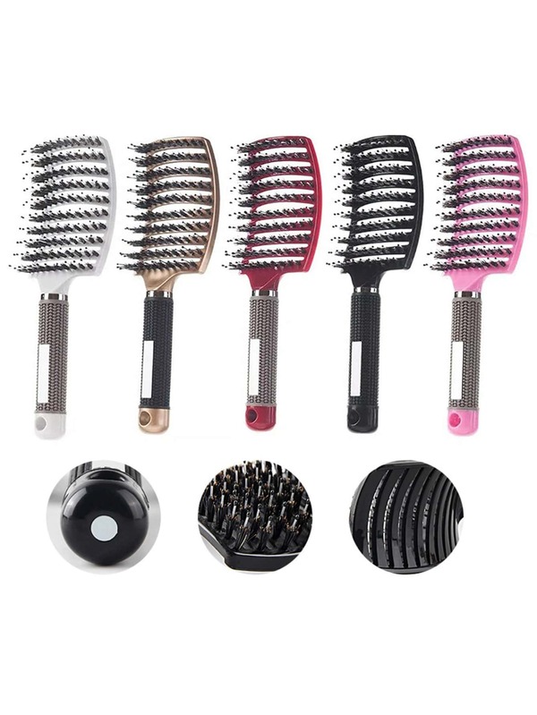 A Boar Bristle Hollowed-Out Large-Curved Comb For Smoothing And Styling Hair, Suitable For Both Men And Women, Is The Perfect Valentine's Day Gift. It Features A Scalp Massaging Function And Works For Both Dry And Wet Hair To Detangle And Smooth Hair Without Causing Knots. Compact And Portable, It Is Easy To Carry Around., Home Beauty Women Accessory Gifts, Hair Styling Kit, For Barber Salon Beauty Travel Essentials ,Hair Styling Tools