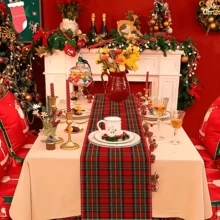 1/20 Stücke rechteckiger Tischläufer, retroer und atmosphärischer karierter Muster Tischläufer, geeignet für Zuhause Küche, Wohnzimmer, Esszimmer, Balkon Kaffeetisch, Feiertags-Party Outdoor Picknick Dekoration, Weihnachtsdekoration. - Verschiedenfarbig - Übersicht 10