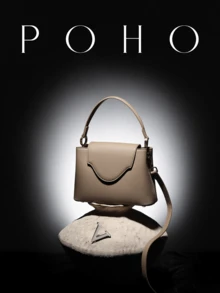 POHO品牌定制V型中号手提包，适合节日送礼 - 灰色 - 查看 3