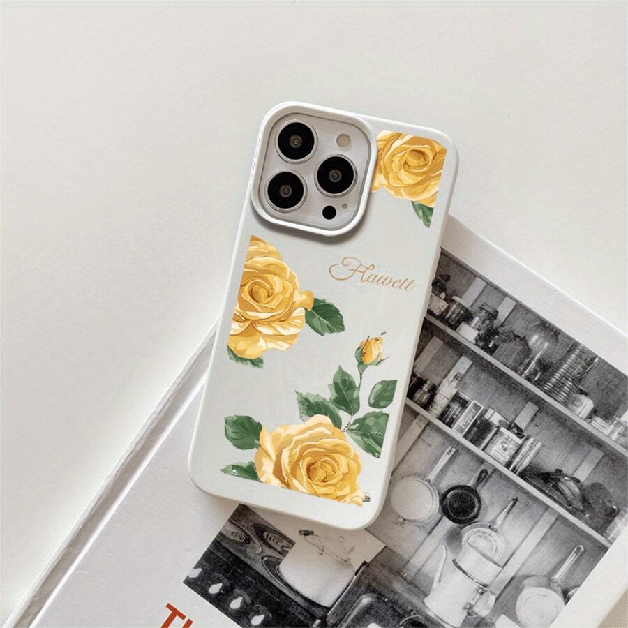 Fundas de imitación para teléfono con diseño amarillo y orificios grandes, compatibles con phone 16 Pro, 16, 15 Pro, 14, 14 Plus/14 Pro, 13, 13 Pro, 12 Pro y 11/11 Pro. Regalos para cumpleaños y celebraciones - Blanco - Ver 1