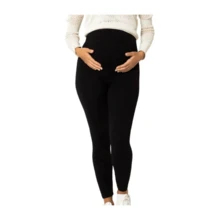 Calça legging gestante trifil roupa maternidade alto conforto sustentação barriga cós alto calça para grávida mamãe mãe - Preto - Visão 8