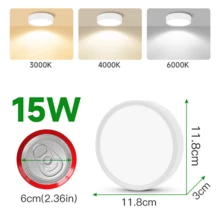 CANMEIJIA 1 件铝制白色 LED 嵌入式灯，LED 明装筒灯，嵌入式室内吸顶灯，客厅/卧室/厨房吸顶灯，AC185-262V，5W/40W/15W/25W，3 种色温可切换，6500K/4000K/3000K，紧凑纤薄圆形灯具，适用于卧室、客厅、厨房、商场、展厅。5W 尺寸相对较小，请根据您的需求购买合适的尺寸。 - 白色明裝筒燈 - 查看 22