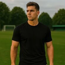Comfortable Men's Sports T-Shirt Without Print Drii Fit - Black - View 3
