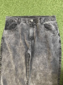 Men's Balloon Jeans, All Loose, Zipper, Pocket, Button - Màu xám đen - Xem 3