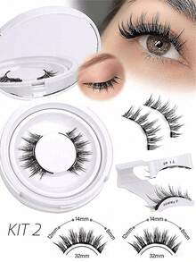 1 对加长翼状天然磁性睫毛，配便携式磁性睫毛盒和睫毛涂抹器套装。无需胶水，随时佩戴方便 - 非常适合日常补妆、通勤、派对、婚礼和旅行场合。 - 自然纖長款 - 查看 19