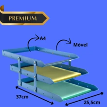 organizador de mesa bandeja para organização com três andares tripla móvel - Azul bebê - Visão 4