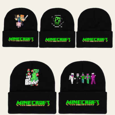 Minecraft Gorro de Tricô My World, um gorro simples, fresco e que mantém você aquecido e protegido do frio. É um gorro de lã quente estampado, versátil e moderno, com lã adicional e um gorro de malha espessa e resistente ao frio.