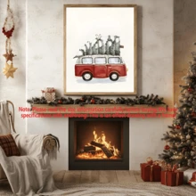 1 pièce, Scène d'hiver, Sapin de Noël, Voiture, Œuvre murale avec cadre, Œuvres d'art murales, Affiches, Matériau canevas (cadre en option), Cadeaux de Noël, Cadeaux spéciaux, Décoration de maison, Décoration de cuisine, Décoration de salon, Décoration de chambre à coucher, Décoration de bureau, Joyeux Noël, Décorations de Noël