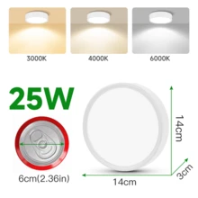 CANMEIJIA 1 件铝制白色 LED 嵌入式灯，LED 明装筒灯，嵌入式室内吸顶灯，客厅/卧室/厨房吸顶灯，AC185-262V，5W/40W/15W/25W，3 种色温可切换，6500K/4000K/3000K，紧凑纤薄圆形灯具，适用于卧室、客厅、厨房、商场、展厅。5W 尺寸相对较小，请根据您的需求购买合适的尺寸。 - 白色明裝筒燈 - 查看 19