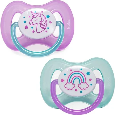  Kit 2 Chupetas Comfort Brilha no Escuro – Tamanho 1 (0 a 6 meses) ou Tamanho 2 (+6 meses) – Buba