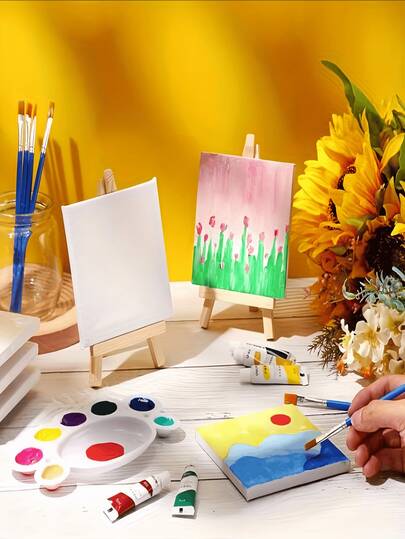 [Small Artist Cultivation Plan] 8pcs Wooden Easel Painting Board Desktop Oil Painting Rack, Student Professional Painting Board, Art Display Rack, Creative Tabletop Stand, Portable Natural Wood Material, Sturdy & Lightweight Art Display Rack, Suitable For Artists, Students And Home Decor - Portable Tabletop Painting Stand With Wide Base Christmas Decorations Room Decor Christmas