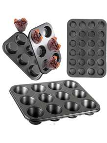 1 Set - 6/12/24 Cup Non-Stick Muffin And Cupcake Baking Pans - Durable Carbon Steel, Easy Release, Suitable For Baking Trays, Also For Brownies. Essential For Kitchen Oven Safety.