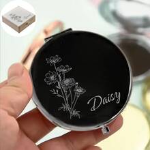 Customized Name Engraved Makeup Mirror, Personalized Gift, Folding Portable Double-Sided High Definition Mirror, Stainless Steel Compact Mirror, Christmas Gift, Bridesmaid, Wedding Gift, Customized Floral Engraved Makeup Mirror, Suitable For Bestie, Girlfriend, Mom, Mother's Day, Birthday, Graduation, Wedding, Anniversary, Practical Gift, Fall Decor - Multicolor - View 33