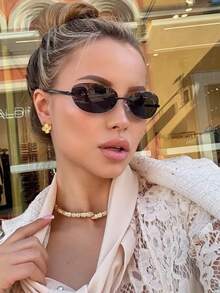 Unisex Retro Y2K Summer Fashion Frameless Oval Glasses With Metal Hinges, Comfortable & Ultra-Light Large Size Metal Glasses Vacation Outfits Women Oval Shape Shades - Multicolor - View 11