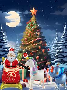 Paw Patrol 5pcs Christmas Themed Party Balloons Decoration Set - Independent Santa Claus With Snowflake Santa Hat, Lovely Christmas Tree Wreath, 2pcs Pet Material Cute Mini Animals With Wheels And Mini Walking Elephant, To Celebrate The Coming Christmas