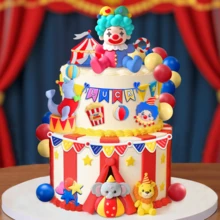 Knana 27Pcs Circus Cake Toppers Carnival Cake Decoration Circus Theme Party Decorations For Carnival Baby Shower Birthday Party Supplies - 紅色 - 查看 3