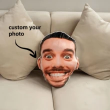 定制人脸抱枕 - 个性化幽默照片抱枕，逼真的猫/狗肖像，生日、情人节、圣诞节、万圣节、感恩节的理想趣味礼物