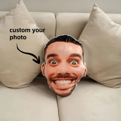 Customized Face Pillow - Personalized Humorous Photo Pillow, Realistic Cat/Dog Portrait, Ideal Funny Gift For Birthday, Valentine's Day, , Halloween, Thanksgiving,Mini Stuff ,K‑Pop Fans