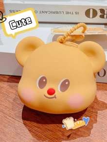 The Butter Bear Silicone Storage Bag, Adorable Storage Solution Featuring A Cute Bear Design, Made From Soft Silicone Material, Perfect For Storing Small Items Like Bluetooth Devices And Tissues, High-Capacity, Portable, Practical For Daily Use And Travel