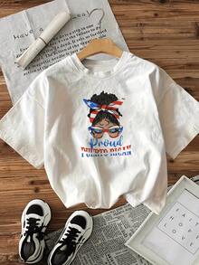 Camiseta de Mujer con Diseño Moderno Chica con Bandana y Gafas de la Bandera de Puerto Rico ¡Estilo y Orgullo en Uno! - Blanco - Ver 1