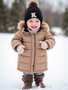 1顶A-Z字母针织婴儿帽，柔软、保暖、舒适，适合男孩女孩秋冬季户外活动。