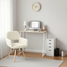 Meubles Cosy Modern Industrial Folding Computer Desk - MDF Top With Iron Frame, 80 X 41 X 74 Cm, Wood Color