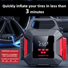 1pc Car Jump Starter With Air Compressor, Car Battery Charger With Air Compressor, 12V Car Battery Jump Starter Box (Up To 2.64 Gallons Of Gas Or 2.25 Gallons) With Emergency LED Light, Power Bank, Leather Storage Bag - Multicolor - View 3