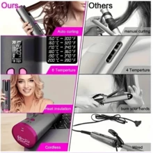 WWFW Automatic Curling Iron, Rechargeable Portable Curling Iron, Hair Styling Tool With 6 Temperature Levels - 灰色 - 查看 8