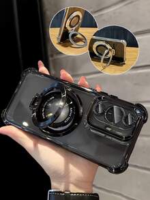 Capa de Telefone Eletrolítica Preta de Luxo, Suporte Magnético Criativo de Bicicleta, à Prova de Choque, Nova Capa Protetora Macia de Silicone de Moda de Verão, Compatível com Samsung Galaxy S24 S25 Ultra FE A56 A16, Redmi 14C, Honor OPPO Reno Realme MOTO Infinix, Estilo Y2K Unissex 2025 - Preto - Visão 3