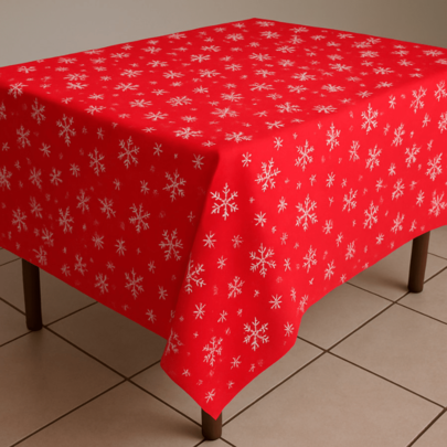 Toalha de Mesa Oxford Natal Estampada Papai Noel Vermelho Verde Enfeites Natalinos Ceia Jantar Decoração Mesa Cozinha