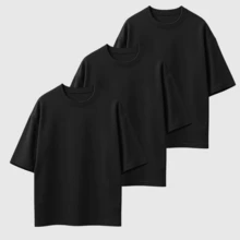 Kit 03 Men's Oversized T-Shirt High Neck Malhão Premium Fabric - Negro - Ver 1