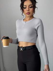 DUKEZA blusa basica con botones - Gris - Ver 3