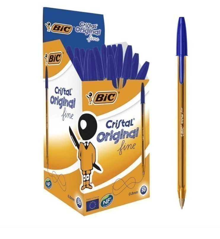 BIC Cristal Orange Fine,細尖筆(0.8 毫米),適合學校和辦公室使用,每盒 25/50 支,藍色/黑色/紅色可供選擇,頂級品質保證 - 藍色的 - 查看 1