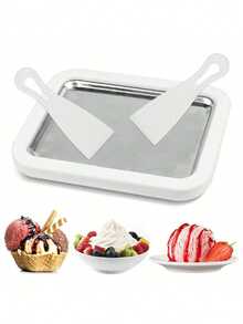 1 Set Of Stainless Steel Shaved Ice Blade Set, Including 2 Plastic Scrapers And 1 Stainless Steel Tray, Easy To Clean Plates, Durable Shovels, Mixed Drinks, Suitable For Milk Tea Shops, Family Cocktails, Summer Ice Products Production, Coffee Makers, Beverage Lovers, Party Meal Preparation, Creating Cool Creative Characteristic Drinks, Ice Makers, Shaved Ice, Ice Cream, Italian Ice Cream Machine, Christmas