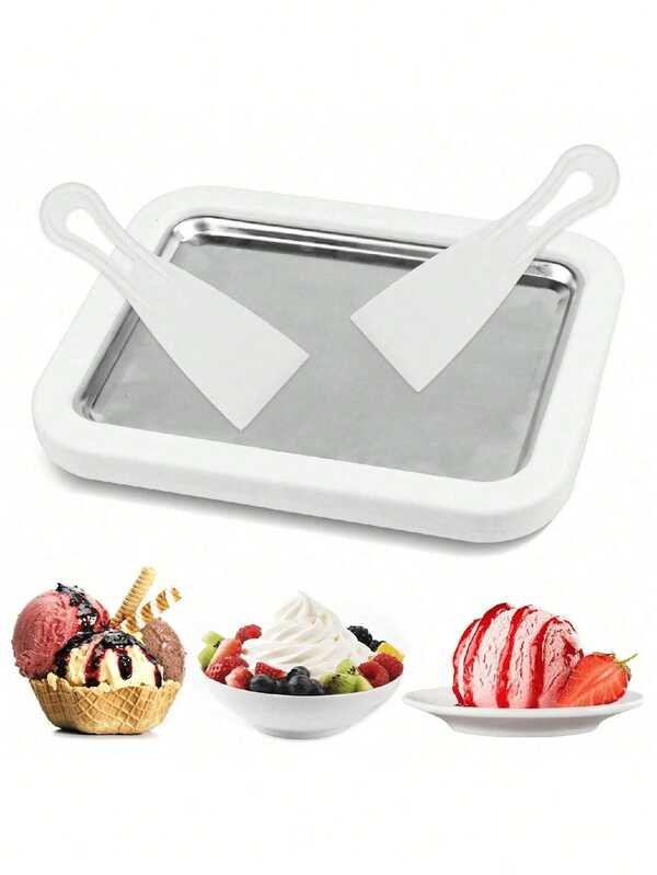 1 Set Of Stainless Steel Shaved Ice Blade Set, Including 2 Plastic Scrapers And 1 Stainless Steel Tray, Easy To Clean Plates, Durable Shovels, Mixed Drinks, Suitable For Milk Tea Shops, Family Cocktails, Summer Ice Products Production, Coffee Makers, Beverage Lovers, Party Meal Preparation, Creating Cool Creative Characteristic Drinks, Ice Makers, Shaved Ice, Ice Cream, Italian Ice Cream Machine, Christmas