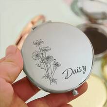 Customized Name Engraved Makeup Mirror, Personalized Gift, Folding Portable Double-Sided High Definition Mirror, Stainless Steel Compact Mirror, Christmas Gift, Bridesmaid, Wedding Gift, Customized Floral Engraved Makeup Mirror, Suitable For Bestie, Girlfriend, Mom, Mother's Day, Birthday, Graduation, Wedding, Anniversary, Practical Gift, Fall Decor - Multicolor - View 26