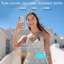 Mini Professional Wireless Lavalier Microphone, Compatible With IPhone, IPad, Android Devices | Smart Noise Cancellation, Status Display, Magnetic Rotatable Clip, Long Battery Life | Suitable For Video Recording, Vlogging, Teaching, Interviews, Podcasts, Etc. - Black - View 9