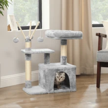 Lislark Cat Tree Scratching Post Climbing Activity Centre Sisal Bed Toys Scratcher Tower - Dark Grey - View 5
