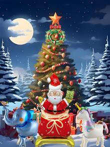 Paw Patrol 5pcs Christmas Themed Party Balloons Decoration Set - Independent Santa Claus With Snowflake Santa Hat, Lovely Christmas Tree Wreath, 2pcs Pet Material Cute Mini Animals With Wheels And Mini Walking Elephant, To Celebrate The Coming Christmas