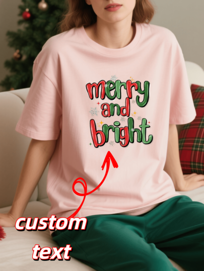 1 Stück personalisierter bedruckter Kurzarm-Shirt, fügen Sie Ihren Text hinzu, um Ihren Namen anzupassen, geeignet für Familie, Arbeit, Alltag, Partys und Uni, das perfekte Geschenk für Geliebte, Freund/innen, Familienmitglieder, Valentinstag, Geburtstag