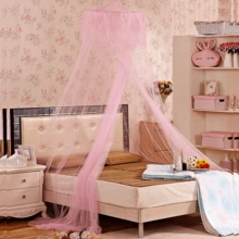 Household Bedroom Dome Floor-To-Ceiling Mosquito Net, Lace Bed Canopy Mosquito Netting, Princess Bed Canopy For Girls Room Decor - Hồng - Xem 5