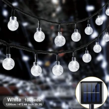 1 个太阳能 LED 水晶球灯串，8 个功能按钮控制，10/20/50/100 LED 水晶球仙女吊灯，户外 IP65 防水，适用于庭院、花园、门廊、阳台、派对装饰、婚礼、圣诞节、万圣节、露营、节日庆典 - 多色 - 查看 14