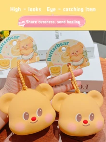 The Butter Bear Silicone Storage Bag, Adorable Storage Solution Featuring A Cute Bear Design, Made From Soft Silicone Material, Perfect For Storing Small Items Like Bluetooth Devices And Tissues, High-Capacity, Portable, Practical For Daily Use And Travel