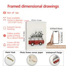 1 pièce, Scène d'hiver, Sapin de Noël, Voiture, Œuvre murale avec cadre, Œuvres d'art murales, Affiches, Matériau canevas (cadre en option), Cadeaux de Noël, Cadeaux spéciaux, Décoration de maison, Décoration de cuisine, Décoration de salon, Décoration de chambre à coucher, Décoration de bureau, Joyeux Noël, Décorations de Noël