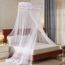 Household Bedroom Dome Floor-To-Ceiling Mosquito Net, Lace Bed Canopy Mosquito Netting, Princess Bed Canopy For Girls Room Decor - Hồng - Xem 4
