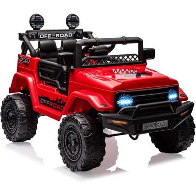ShiningLove Ride On Truck Car For Kids, 12V Electric Ride On Car With Remote Control, Spring Suspension, Led Lights, Bluetooth, Music & Horn, 3 Speeds,Gift For Boys Girls