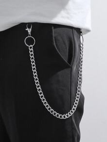 1pc Luxury Shiny Silver Cuban Link Style Pant Chain, Unisex, Punk Metal Wallet Chain, Versatile Jeans Accessory, Suitable For Daily Wear And Spring Outfits, Perfect For Streetwear, Casual Pants And Jackets, Hip Hop Accent, Lightweight And Durable, Comfortable All Day - Silver - View 15