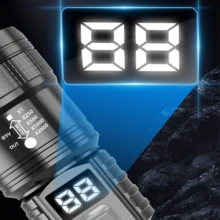 大功率远射程 LED 手电筒战术灯 LCD 电量显示 USB 可充电灯伸缩变焦手电筒露营灯 - 如圖所示 - 查看 10