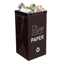 40L 3-Way Collapsible Trash Can - Durable Polypropylene, Large Capacity, Portable Handle, Suitable For Home, Kitchen And Camping - Waste Sorting Container, Kitchen Garbage Bin, Multi-Purpose Trash Can, Easy To Clean Material