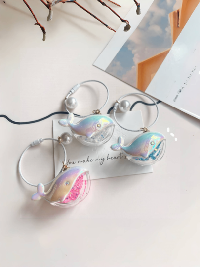 1 pieza Lindo delfín y ballena de aleación de zinc con perla ABS, llavero y accesorio de bolso, recuerdo de pareja, adecuado para todas las estaciones